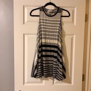BLACK/BEAD gray & black stripe mini dress